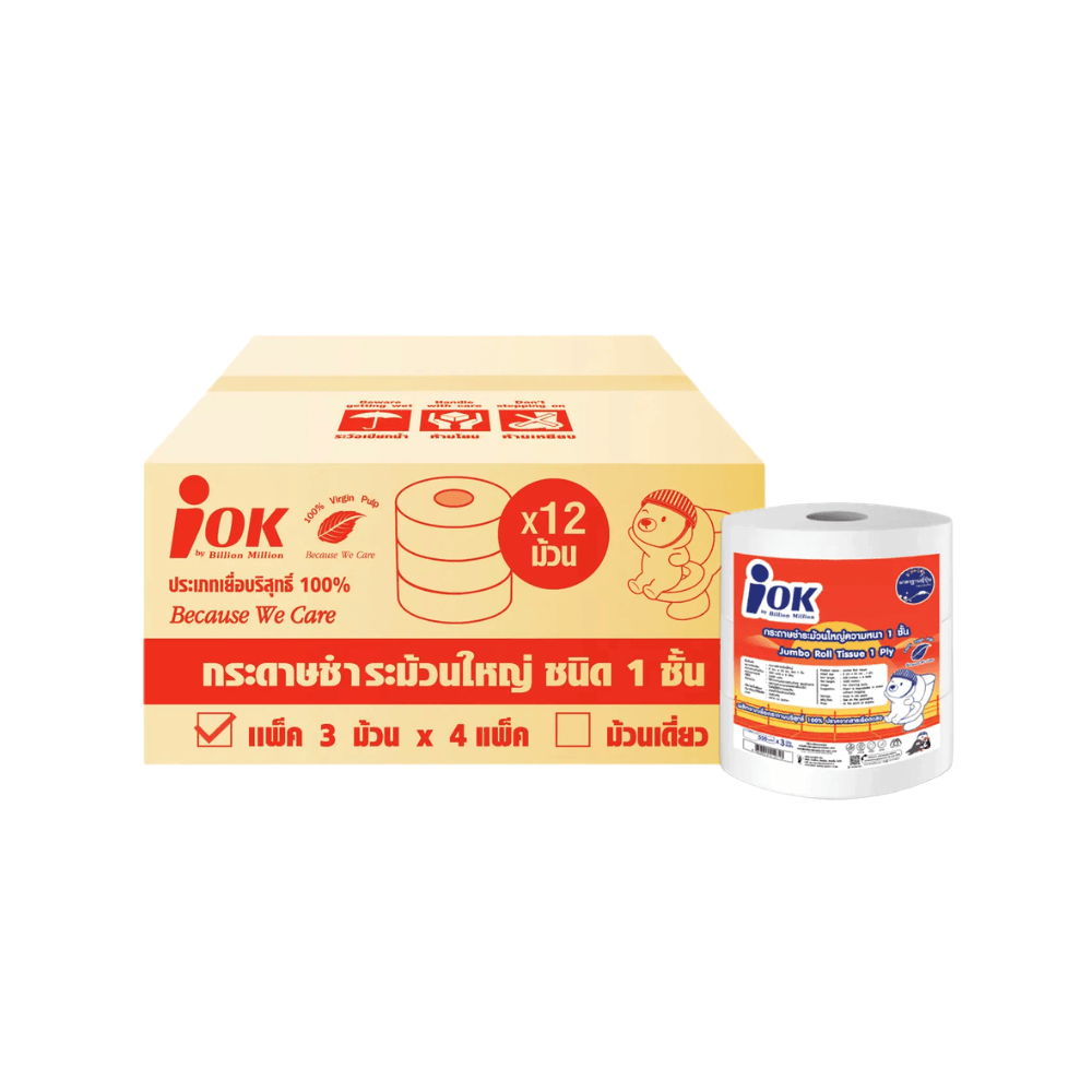 กระดาษชำระ IOK หนา 1 ชั้น พิมพ์ลาย ความยาว 550 เมตร บรรจุ 3 ม้วน/แพ็ก (ยกลัง 4 แพ็ก)_1